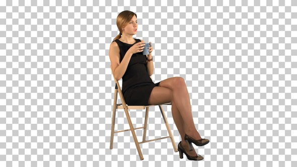 A young attractive woman with a cup of, Alpha Channel