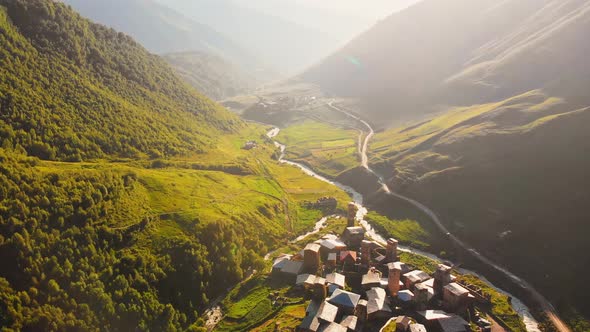 Mountain Villages In Caucasus Mountains.Ushguli.Georgia alt