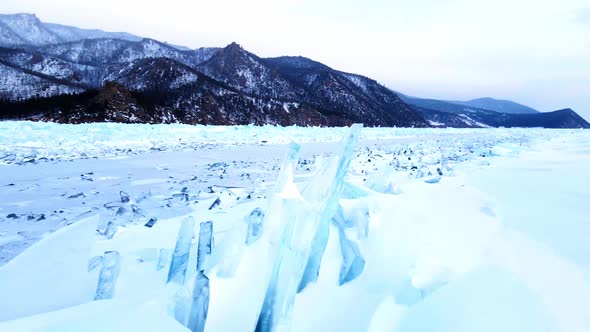 Frozen Lake Baikal Aerial View alt