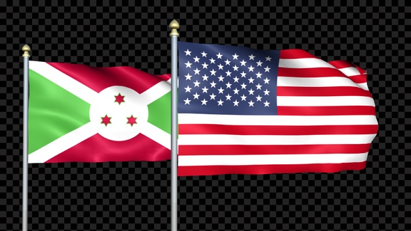 Burundi And United States Two Countries Flags Waving alt