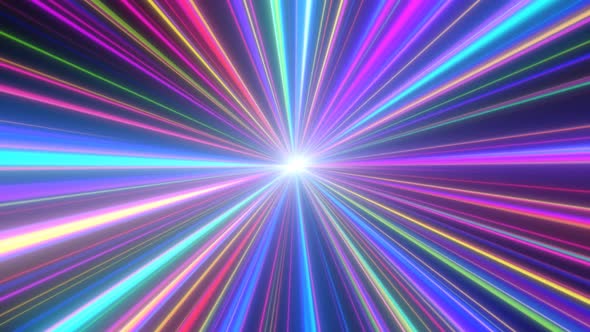 Light Speed Fast Movement Neon Glow Laser Beam Tunnel Rainbow Aurora - 4K alt
