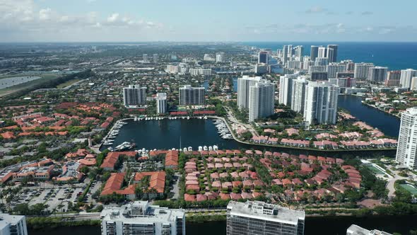 Beautiful Miami Suburban City View. Ocean Front Buildings with Atlantic View alt