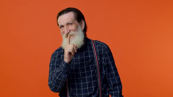 Senior Old Man Shakes Finger and Saying No Be Careful Avoid Danger Mistake Disapproval Sign alt