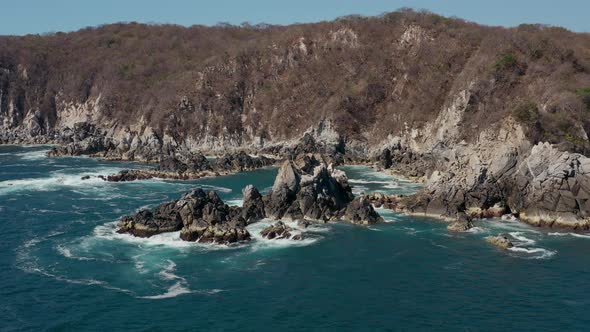 Aerial View of Huatulco National Park in Winter Time Pacific Ocean of Mexico