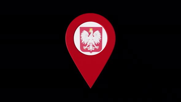 3D Rotating Pin Icon Animation With Poland Coat Of Arms Alpha Channel 4K alt