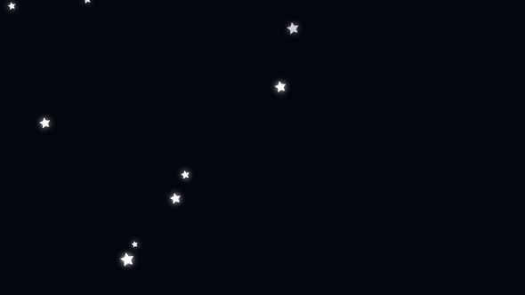 Animation of glowing white stars twinkling and moving in hypnotic motion on black background alt