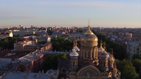 Aerial View the Cathedral Church in St. Petersburg, Russia alt