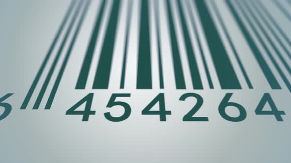 Barcode scanner animation of retail consumer good being sold on the market. alt