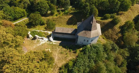 Aerial view of an old castle