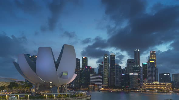 Beautiful Moment to the Singapore skyline with Helix Bridge. alt