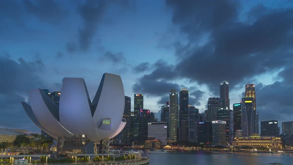 Beautiful Moment to the Singapore skyline with Helix Bridge.