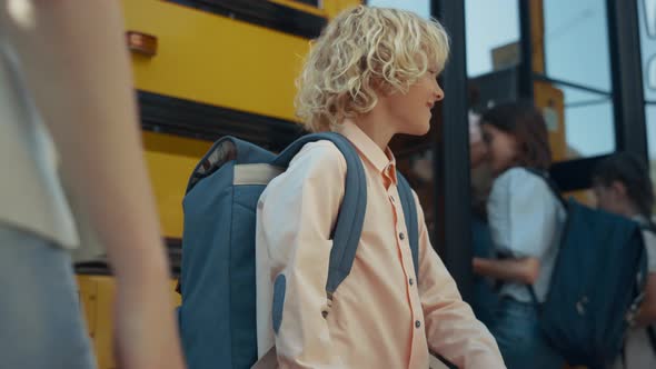 School Boy Giving Five Caring Mom Closeup alt