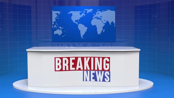 Table And Breaking News Banner Background In The News Studio B By Mus Graphic