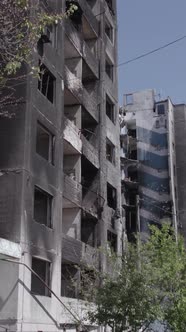 Vertical Video of a House Destroyed By the War in Ukraine alt