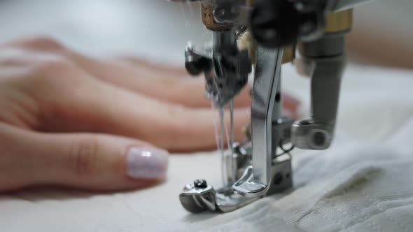 Close Up View of Sewing Machine Operation