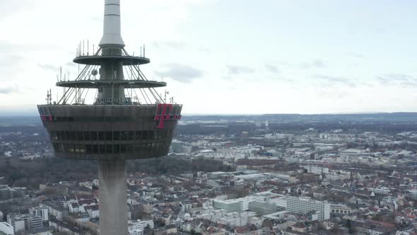 Orbit Shot Around Platform on Colonius Telecommunications Tower with Various Antennas alt
