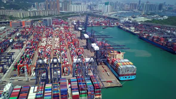 Top view of Kwai Tsing Container Terminals in Hong Kong alt