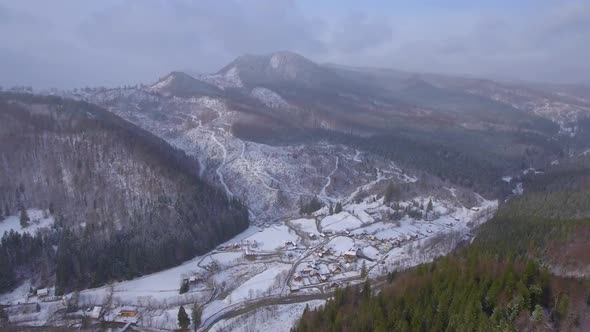 Village in the Mountains in Winter