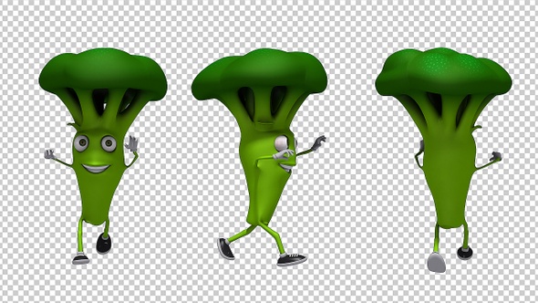 Broccoli 3d Character Run Cycle Animation (3-Pack)