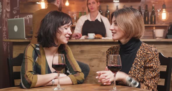 Beautiful Young Women Celebrating Their Friendship with a Glass of Wine alt