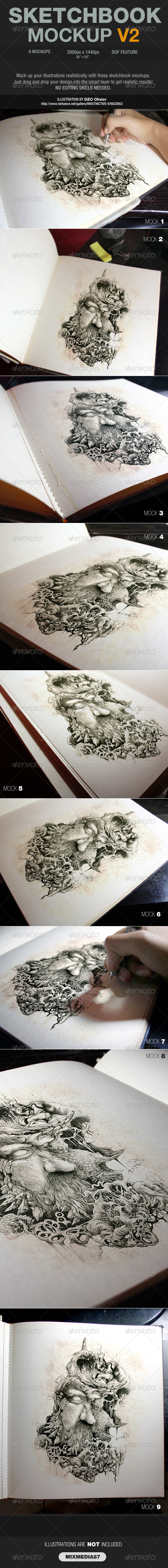 Sketchbook Mockup V2 - Product Mock-Ups Graphics