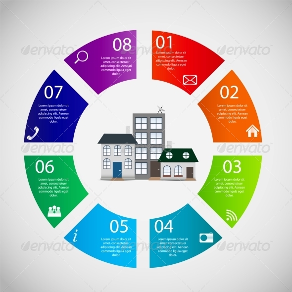 Town Infographic Template Business Concept Vector - Web Technology