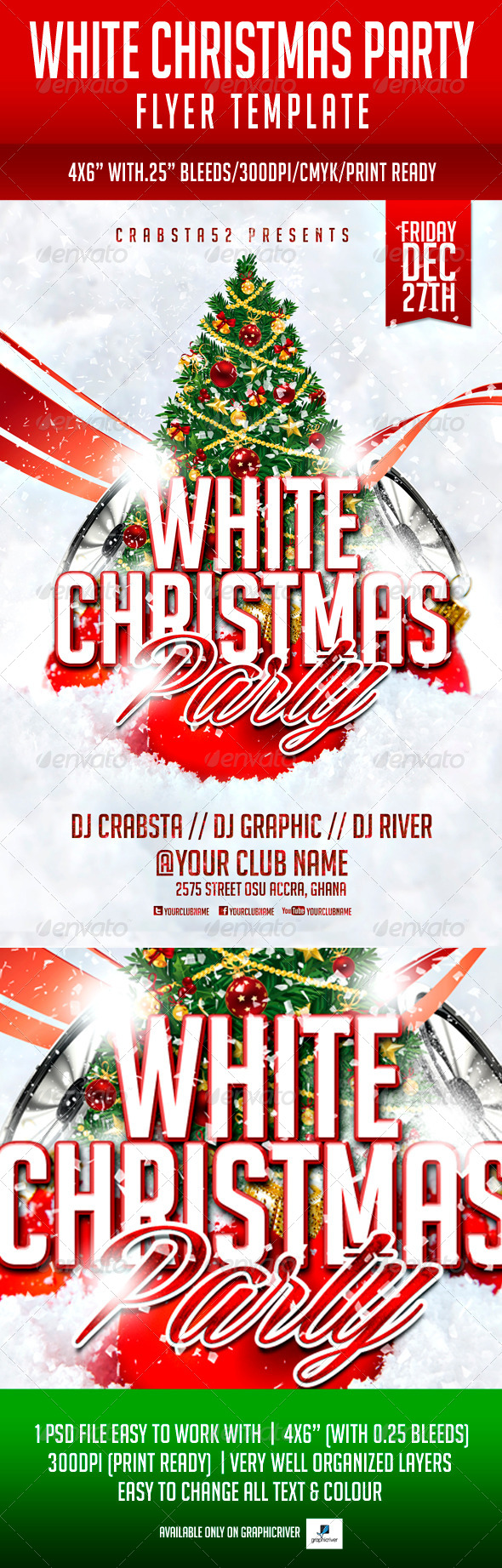 White Christmas Party Flyer Template - Flyers Print Templates