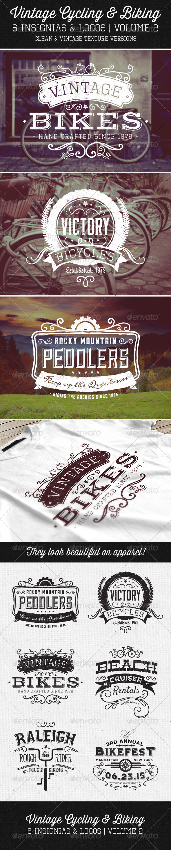 Vintage Cycling Insignias Vol. 2 - Badges & Stickers Web Elements
