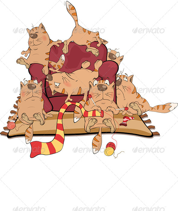 The Big Family of Cats Cartoon - Animals Characters