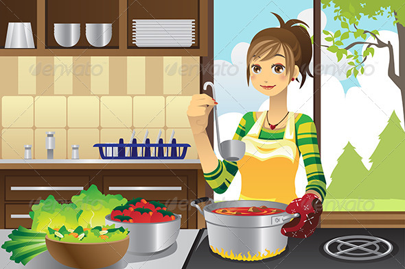 Housewife Cooking - People Characters