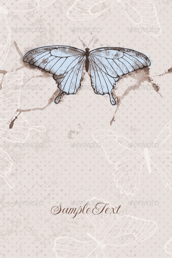 Vector Background with Watercolor Butterfly - Weddings Seasons/Holidays
