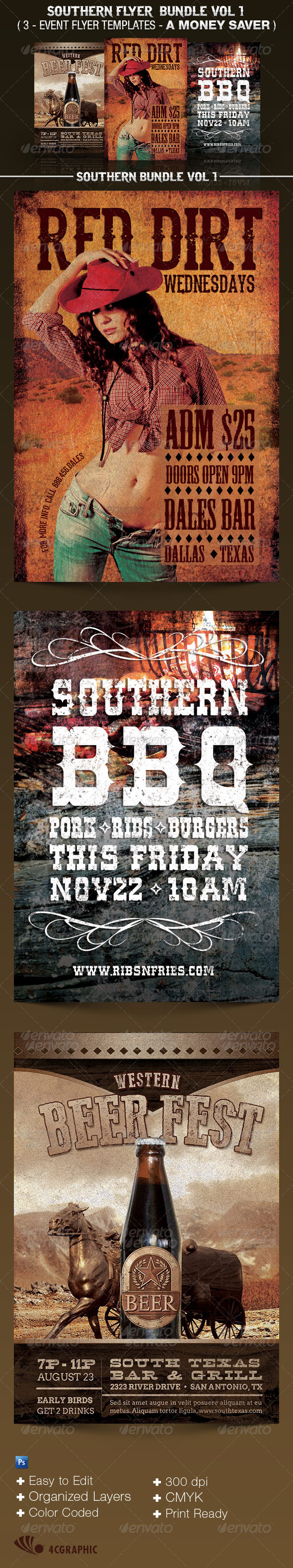 Southern Flyer Templates Bundle Vol 1. - Events Flyers