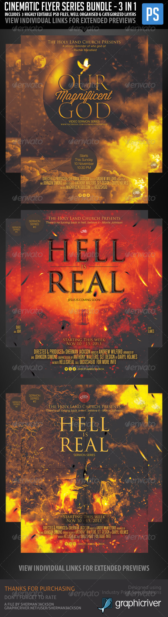 Church Sermon Series Flyer Bundle - 3 in 1 - Miscellaneous Events