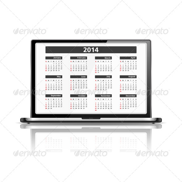 Calendar 2014 in Laptop - Computers Technology