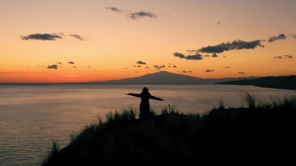 Etna Volcano over the Sea view from Calabria