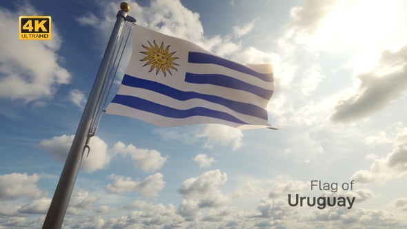 Uruguay Flag on a Flagpole - 4K alt
