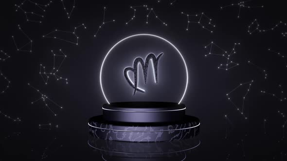 Zodiac sign Virgo, 3D animation on a seamless loop alt