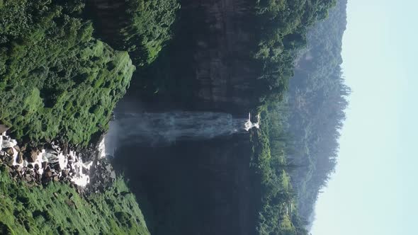 Vertical Footage the Waterfall in Colombia Aerial View