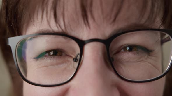 Woman with Glasses Looking at the Camera Close-up and Smiling, Have Fun