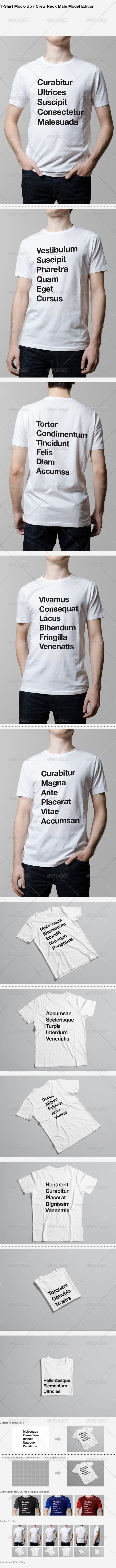 T-Shirt Mock-Up / Crew Neck Male Model Edition - T-shirts Apparel