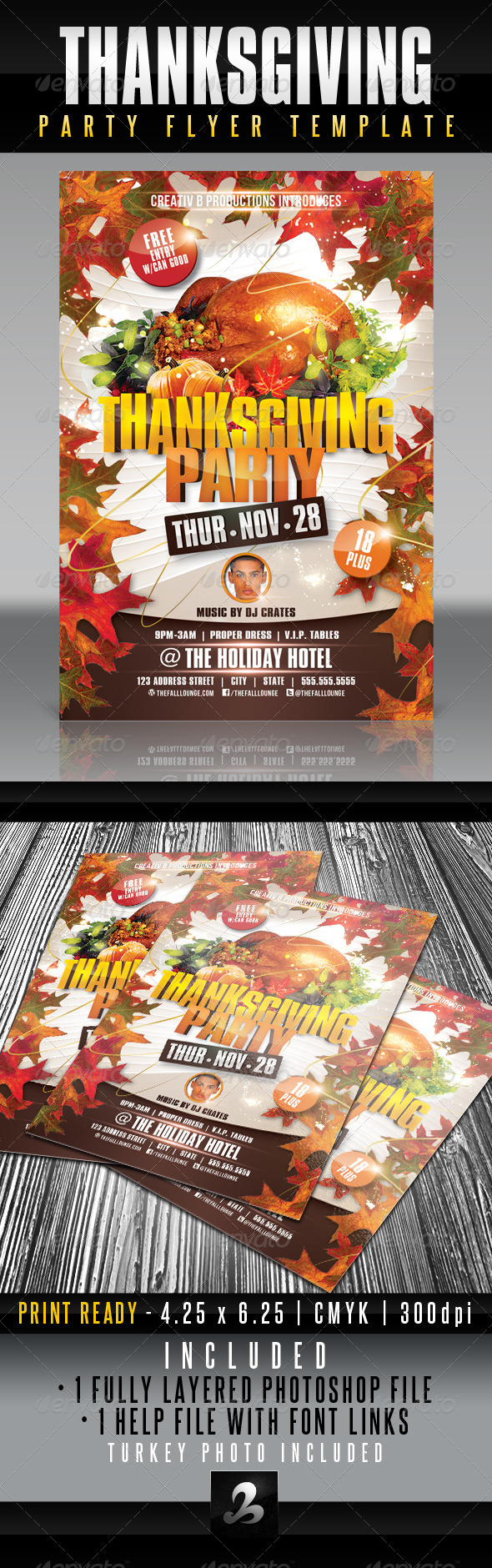 Thanksgiving Party Flyer Template - Holidays Events
