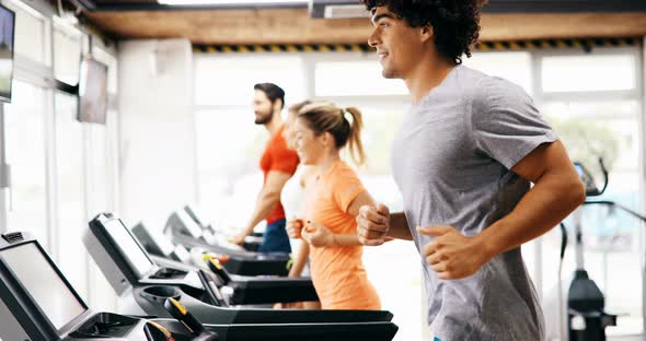 Picture of People Running on Treadmill in Gym