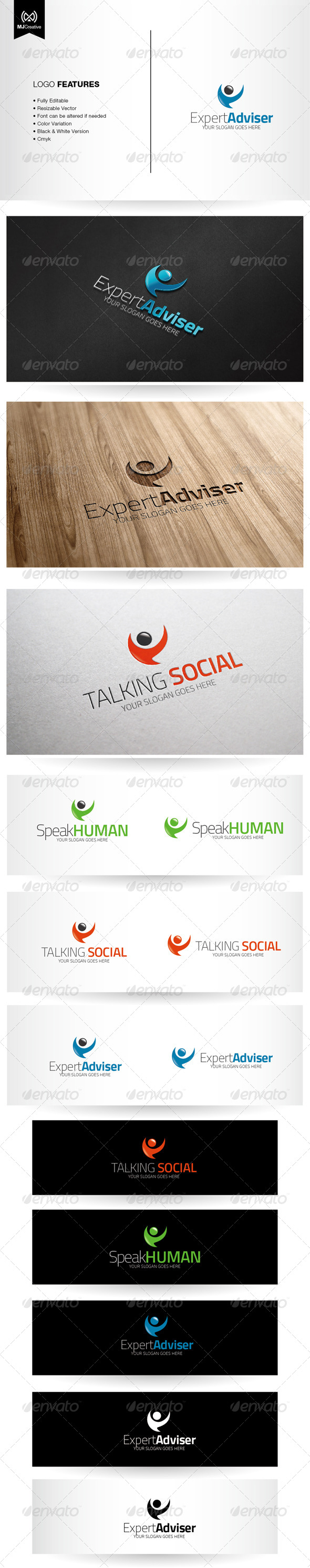 Abstract Human Speech Bubble Logo - Vector Abstract