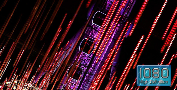 Ferris Wheel at Night Through Hanging Lights