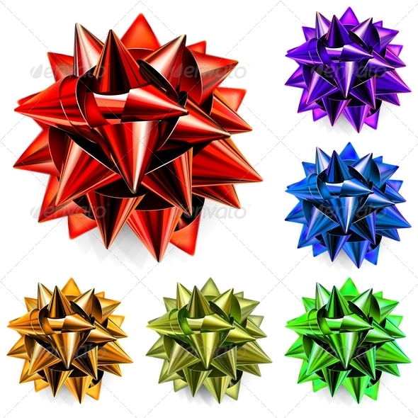 Multicolored Bows of Ribbon - Decorative Symbols Decorative