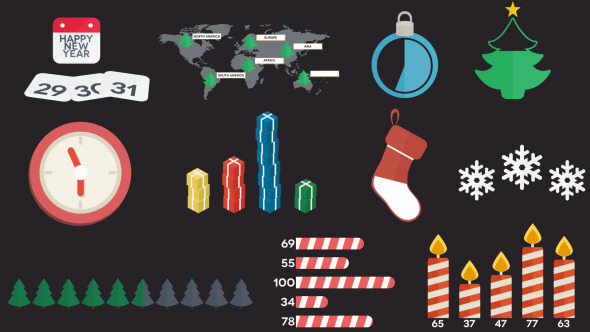 Flat Christmas Infographics - VideoHive 6060442