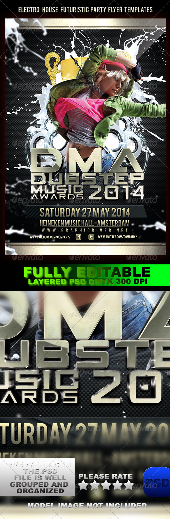 Electro House Futuristic Party Flyer Templates - Events Flyers