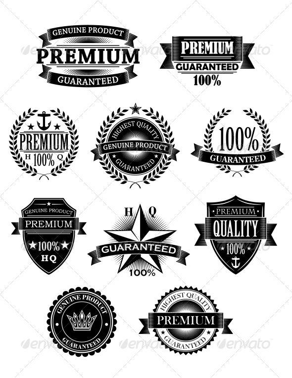 Banners and Badges for Guarantee Design - Decorative Symbols Decorative