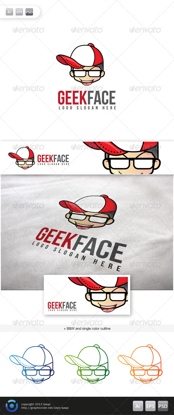 Geek Face Logo - 16 - Humans Logo Templates