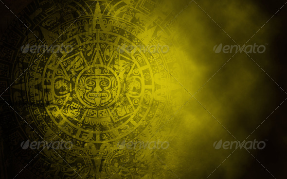 Mayan Calendar on Old Stone Texture - Abstract Backgrounds